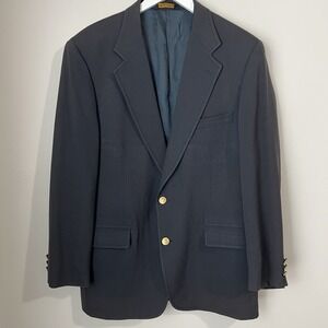 VTG Brooks Brothers Blazer Men's Sz 42R Black Wool Union Made in USA Two Button